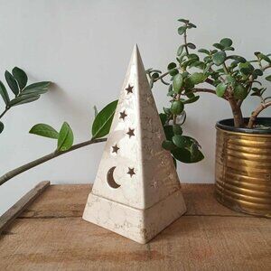 Vintage Partylite Pyramid Star Moon Celestial Candle Holder